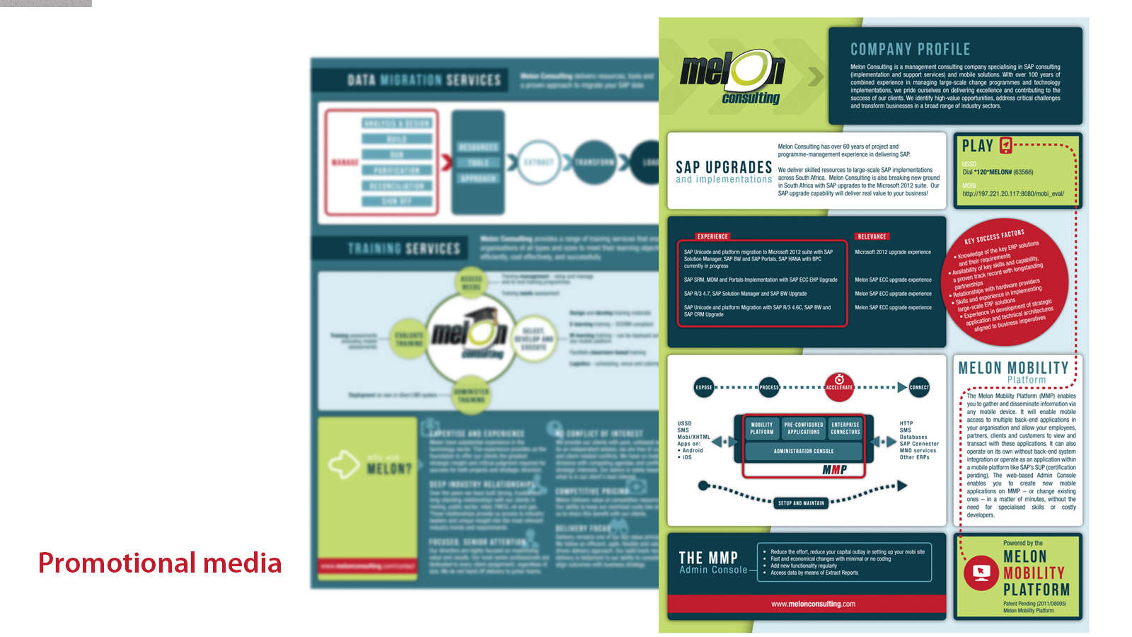 Close-up of promotional print brochure.