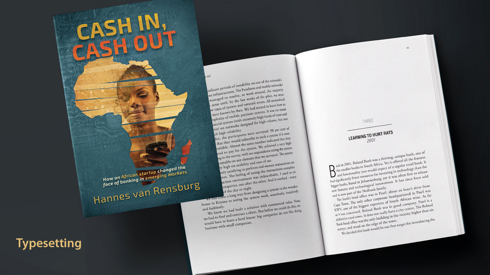 Close book showing striking cover design, with closed book in background showing layout and design of body text.