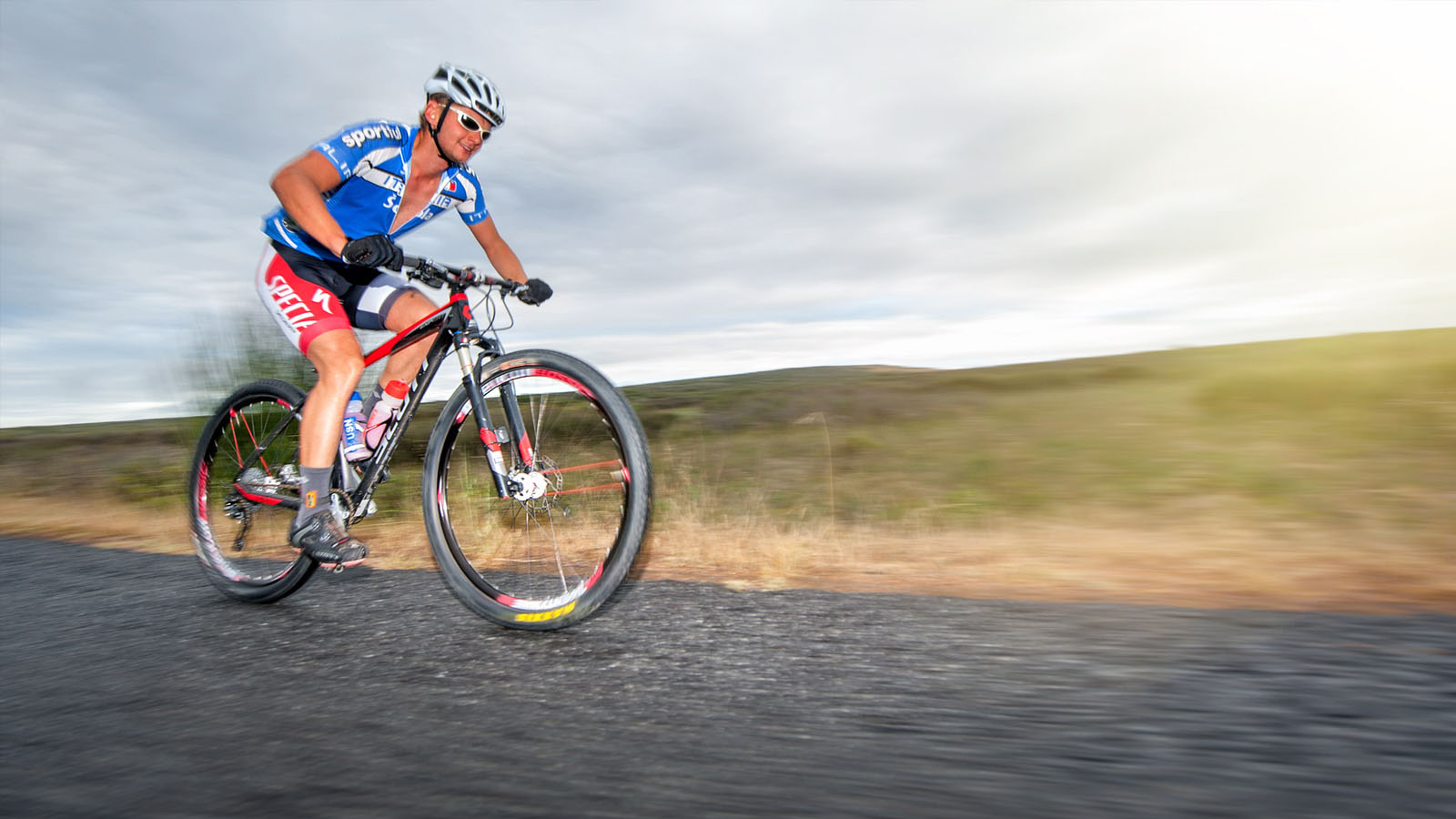 Cyclist participating in race.