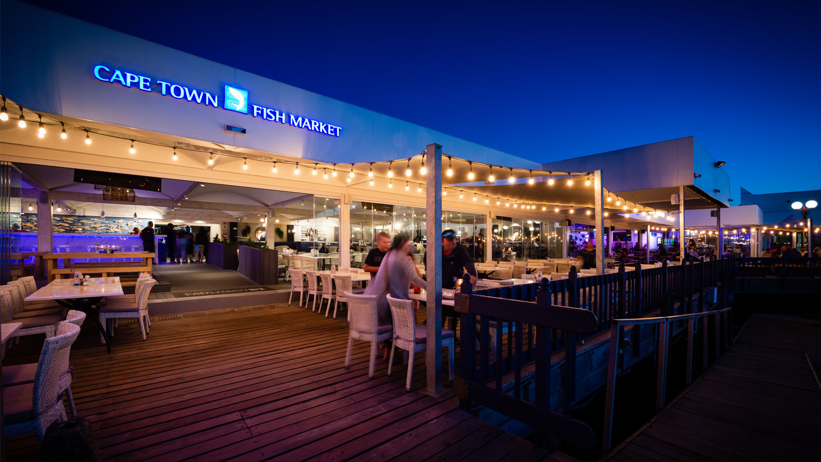 View from deck of Cape Town Fish Market at Club Mykonos.