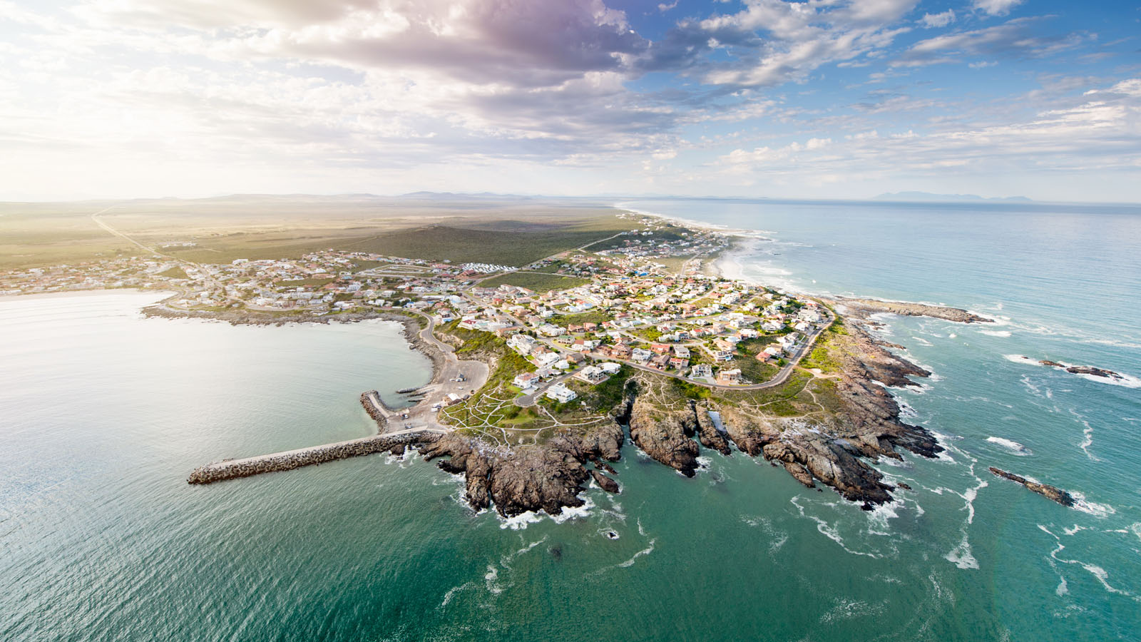 Aerial view of Yzerfontein peninsula.