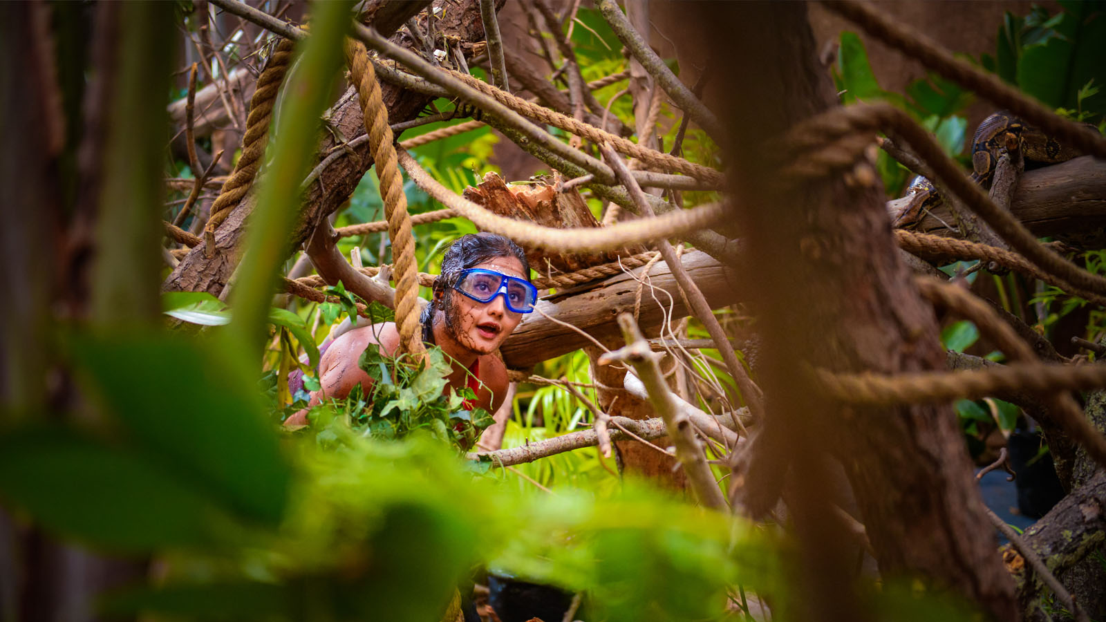 Participant of Fear Factor in jungle challenge.